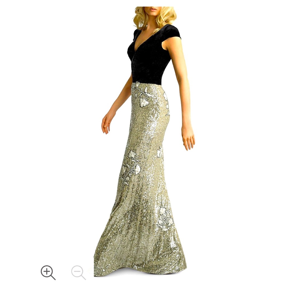 Basix Velvet & Floral Sequin Gown